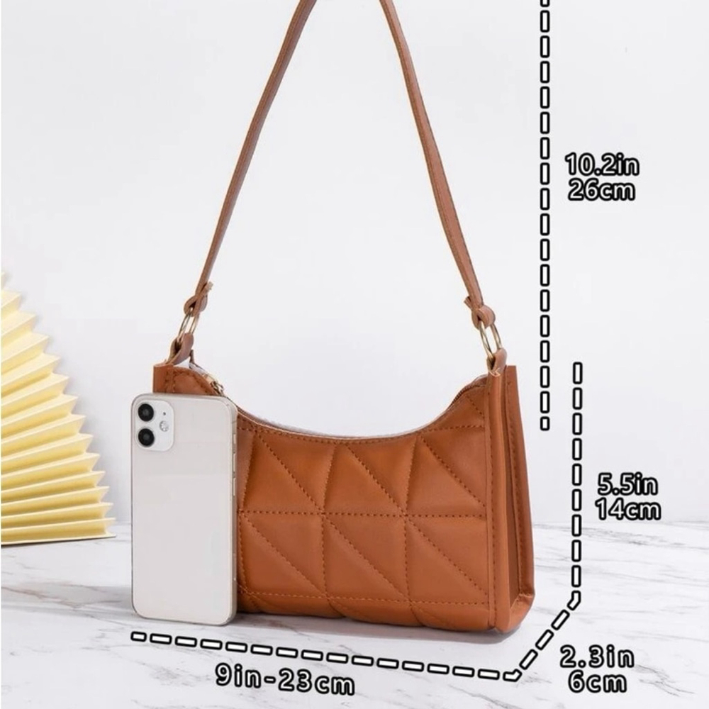 ⚠️Clearance Brown Quilted Pattern Shoulder Bag - Picture 4 of 5